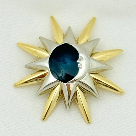 Vintage Liz Claiborne Moon/Star/Sunburst Celestial Brooch/Pin in Original Box - Picture 2 of 9